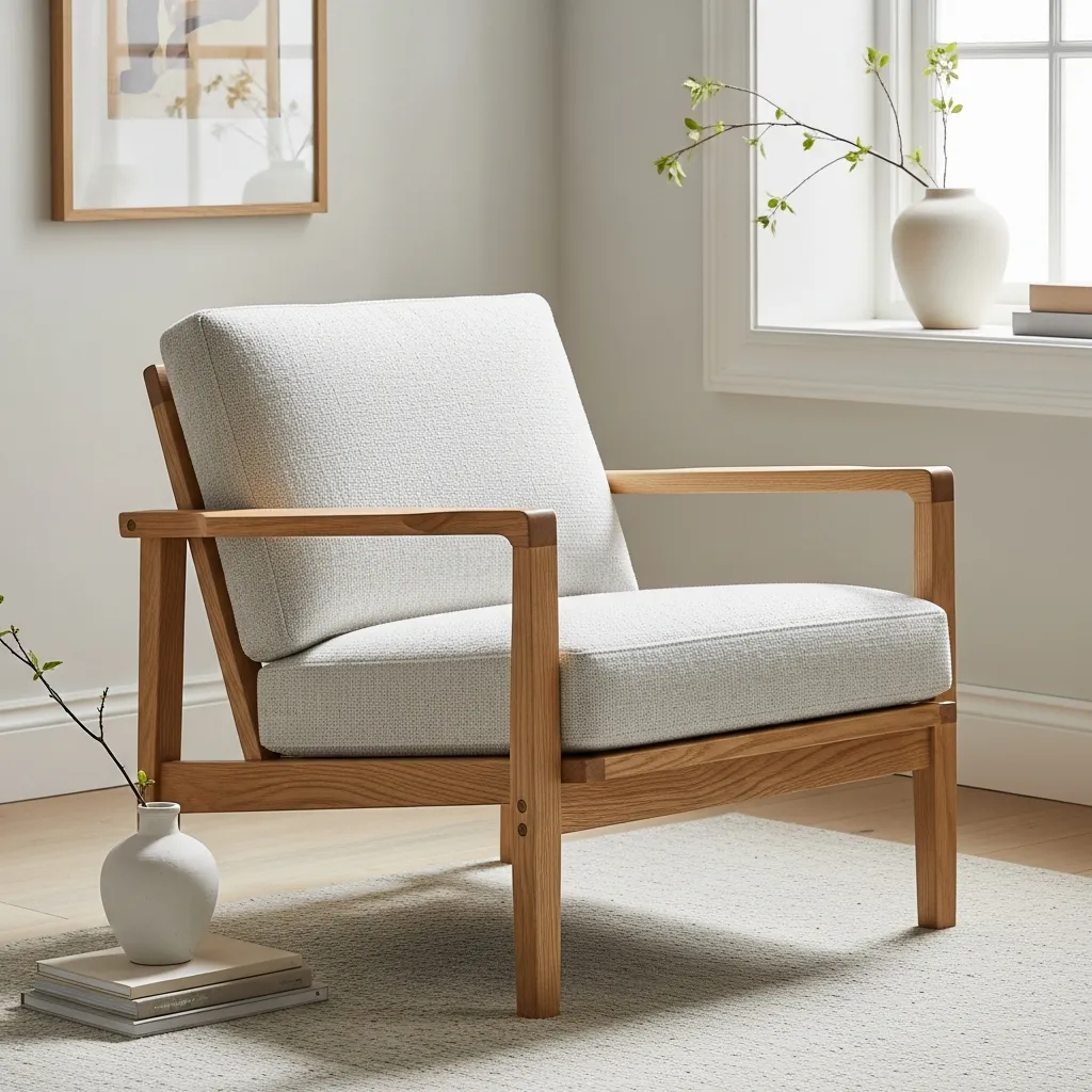 Nordic loungestol i eg med naturligt betræk