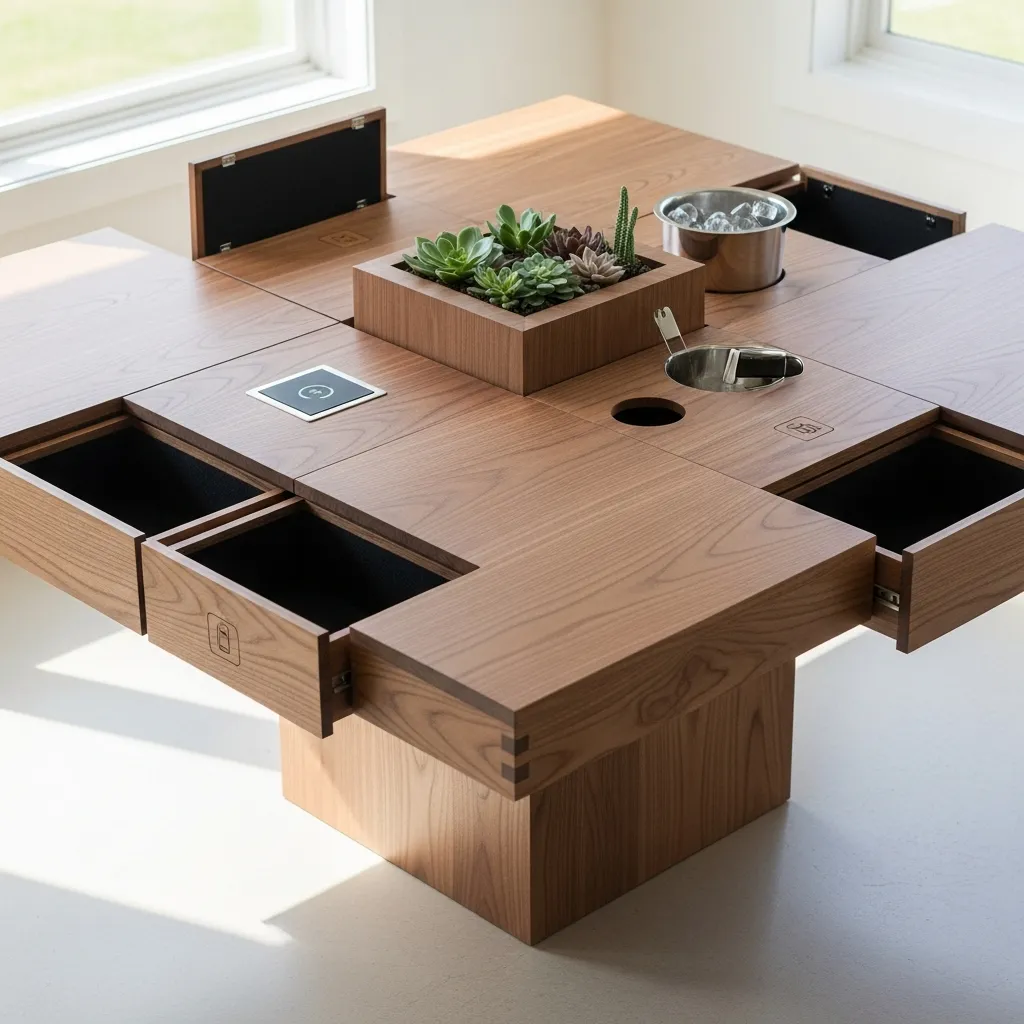 Cube spisebord i valnød med unikke modulære dele