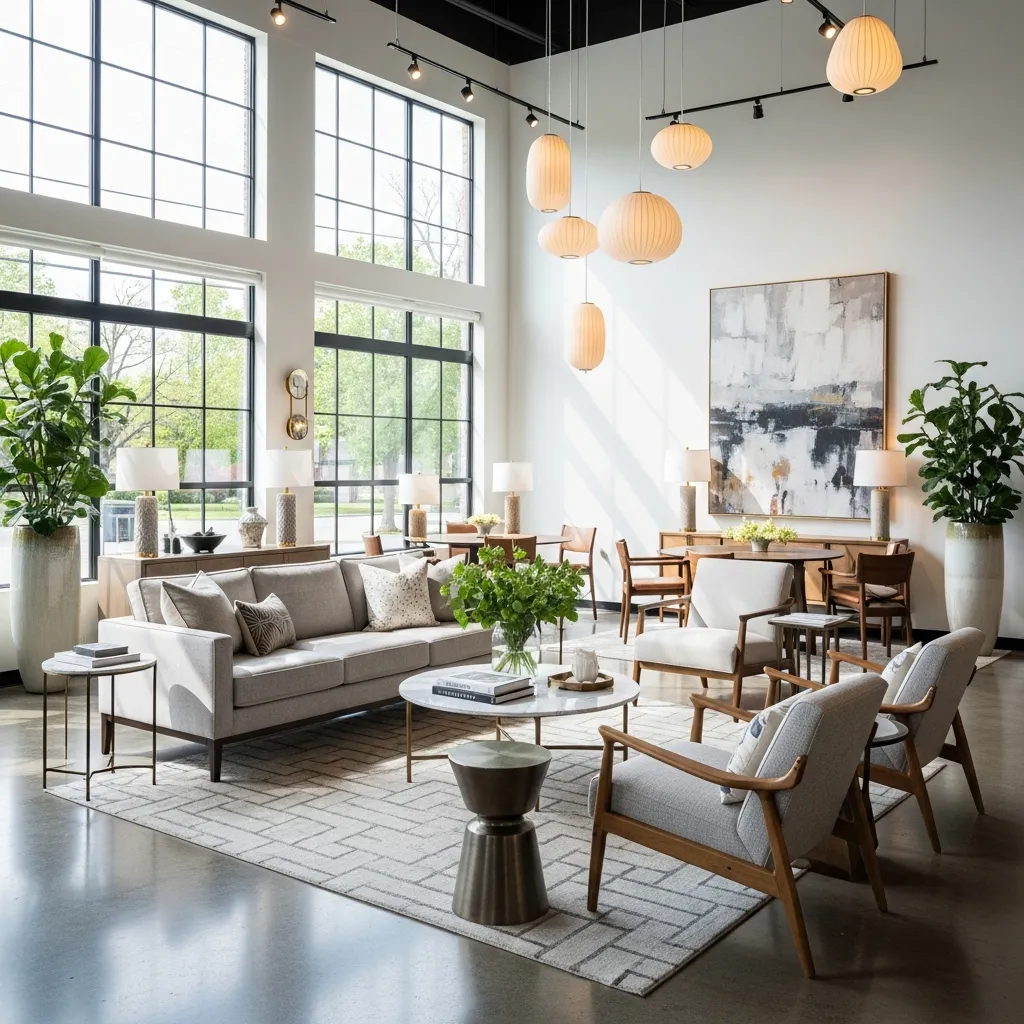 Vores lyse og indbydende showroom med udstillede møbler